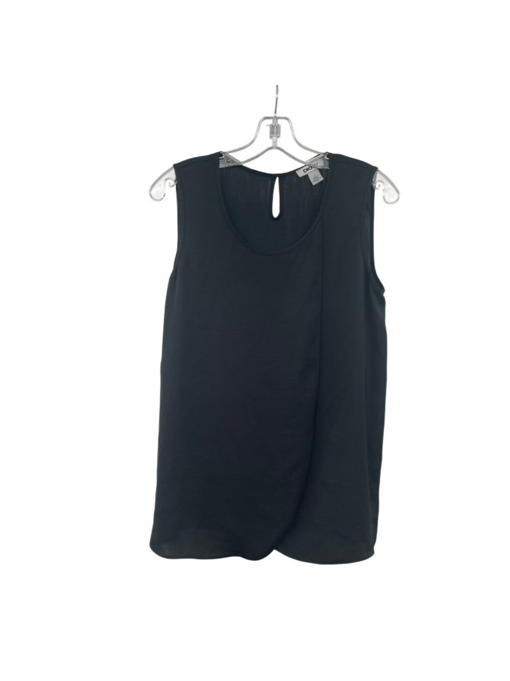 DKNY Womens Sleeveless Blouse Draped Black Size Small Keyhole